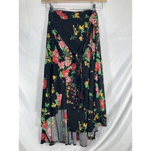 cabi Size Small Sophia Midnight Floral Drama Tie-Waist Wrap Skirt Midi Knit M